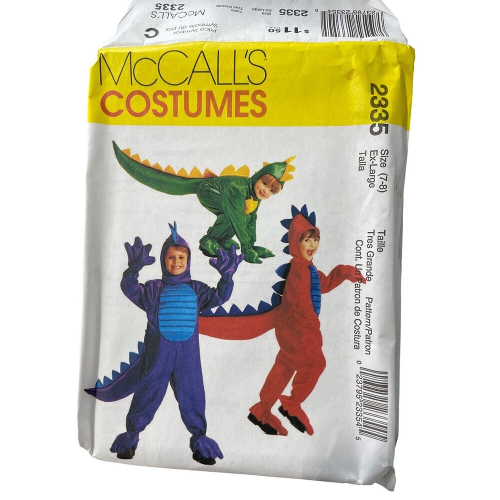 McCalls 2335 Childrens Dragon Costume Sewing Pattern Size XL 7-8 Cosplay UNCUT